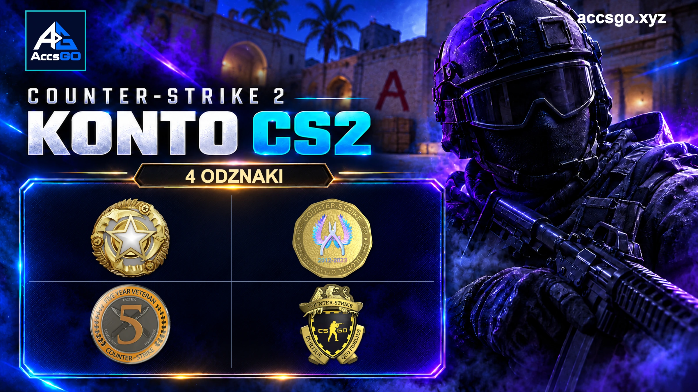 CS2 | 4 Odznaki — oryginalna grafika AccsGO