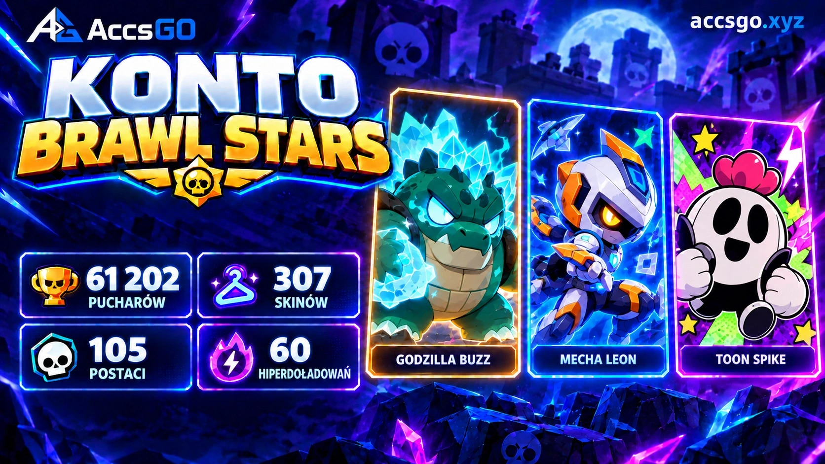 Brawl Stars | 61 202 puchary | 105 zadymiarzy | 307 skinów