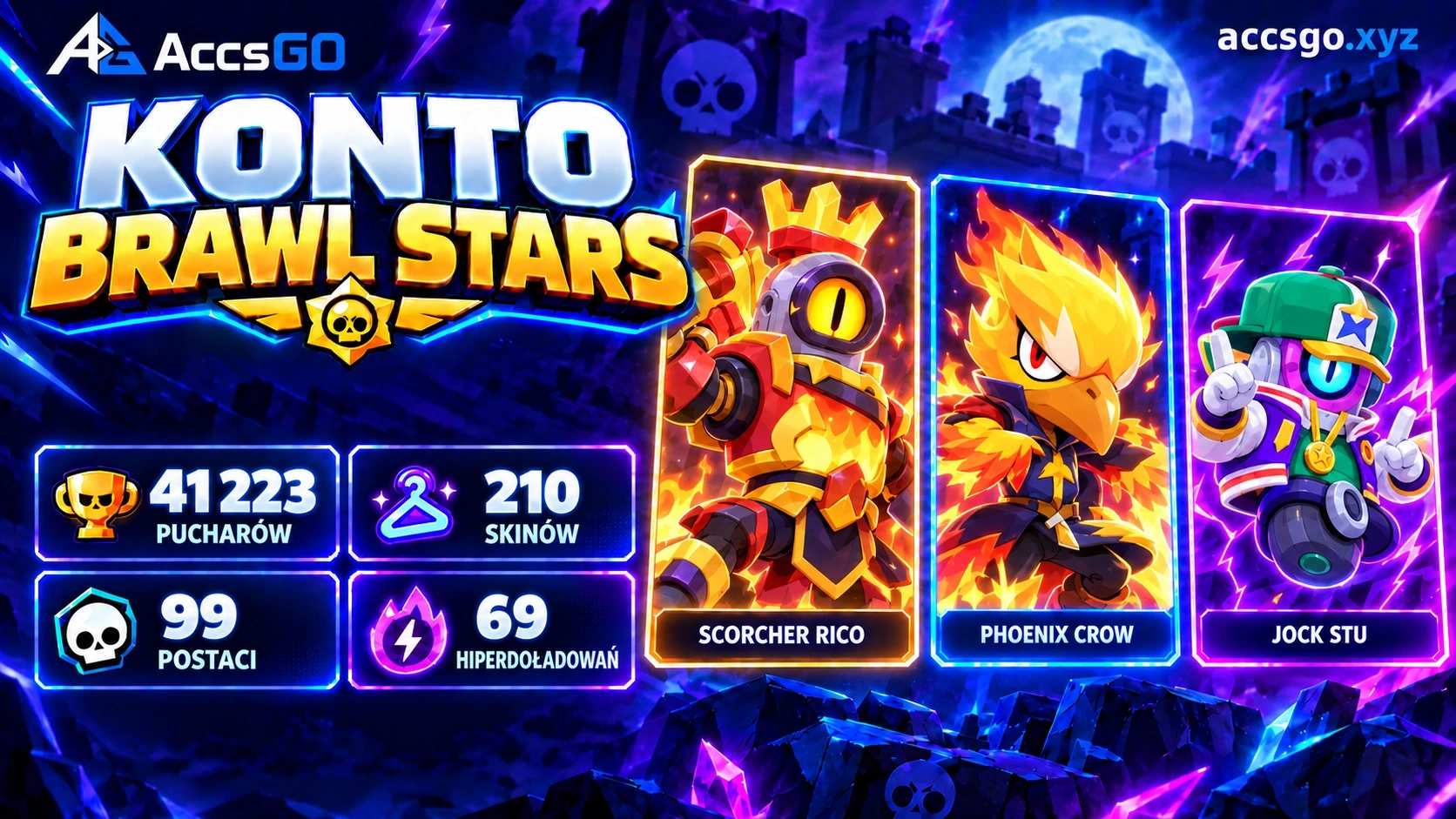 Brawl Stars | 41 223 puchary | 99 zadymiarzy | 210 skinów
