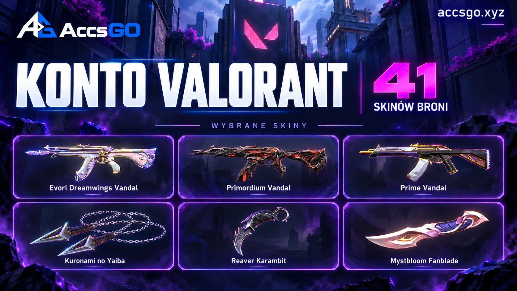 Valorant | 41 Skinów | Evori | Kuronami | 6 Noży