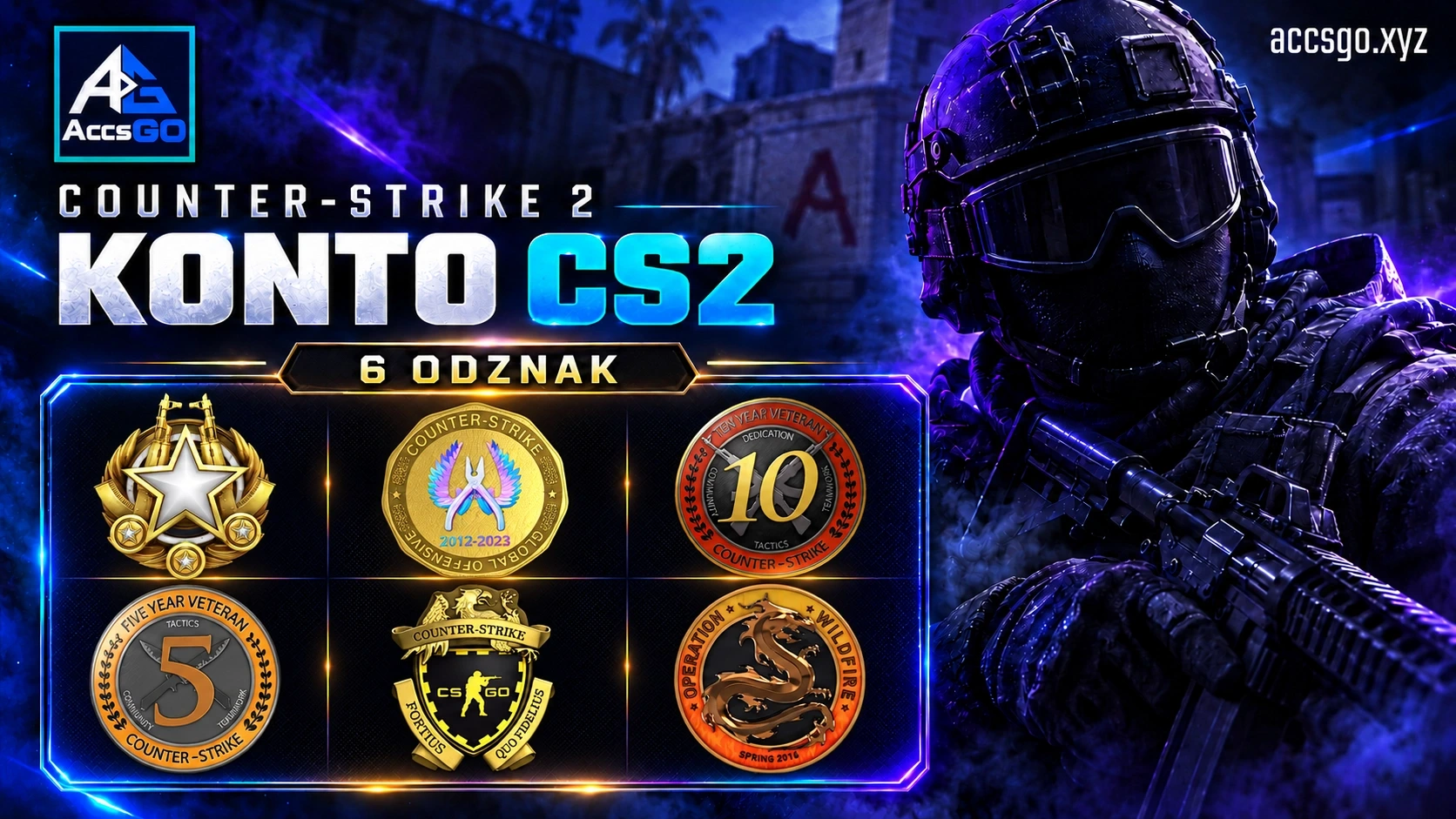 CS2 | Prime | 6 Odznak | Wildfire | 5 i 10 za Służbe