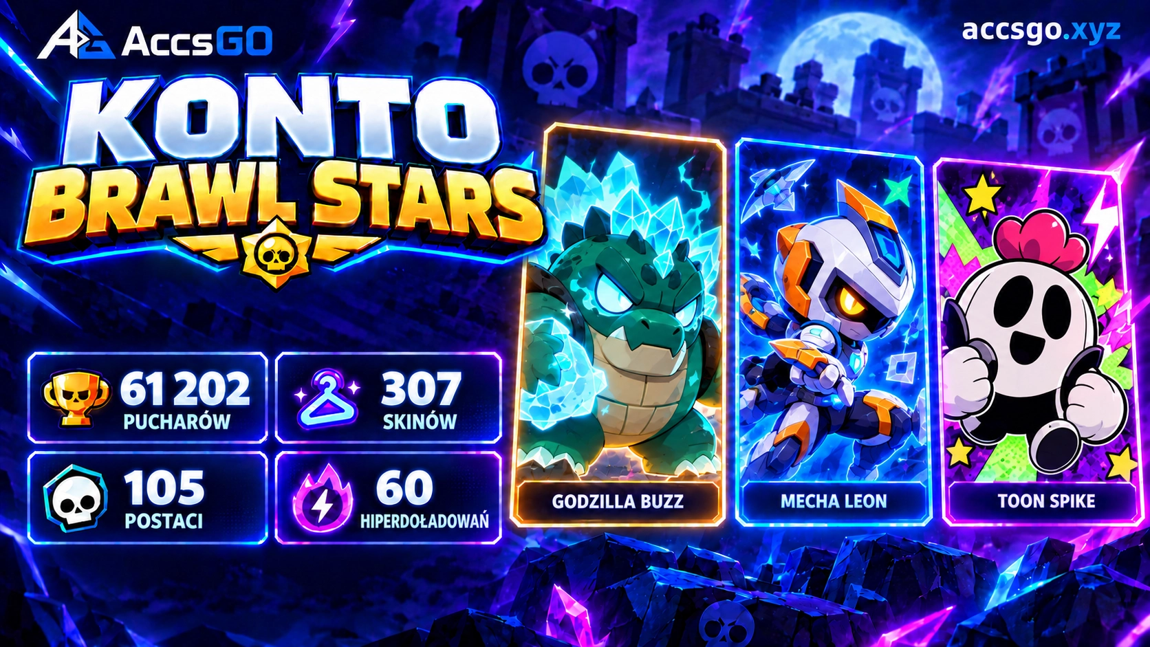 Brawl Stars | 61 202 puchary | 105 zadymiarzy | 307 skinów